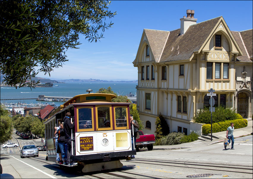 Cable car on Hyde street in San Francisco., Carol Highsmith - plakat 42x29,7 cm
