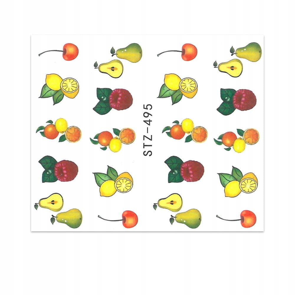 Allepaznokcie Naklejki wodne do paznokci Owoce STZ 495