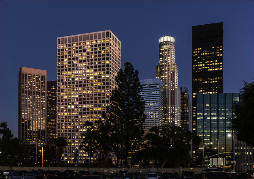 Central Los Angeles, California, at night., Carol Highsmith - plakat 100x70 cm