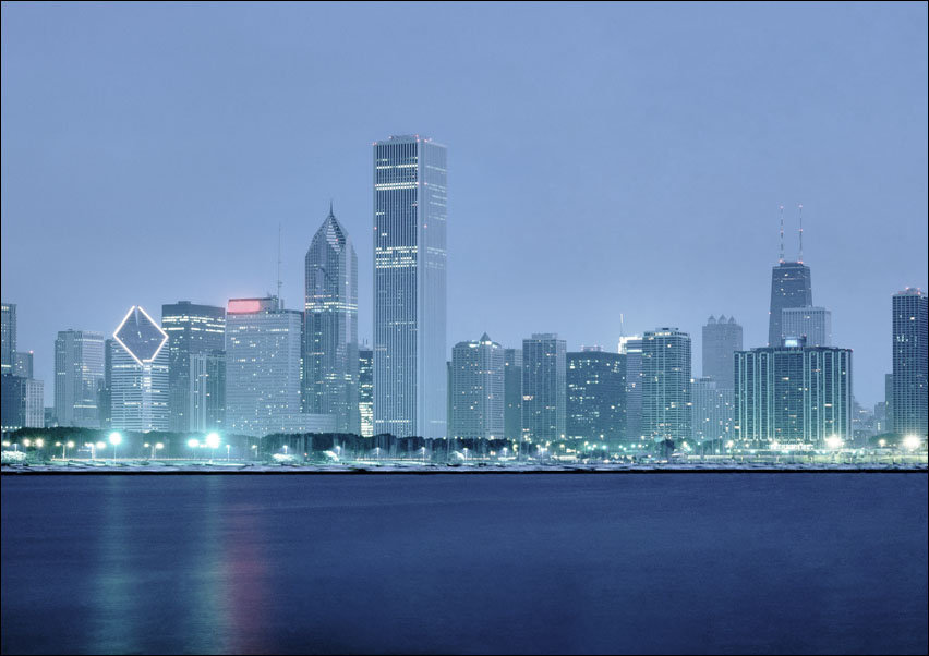 Chicago at dusk., Carol Highsmith - plakat 70x50 cm