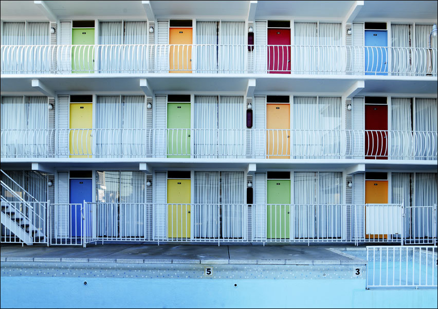 Colorful HIstoric Motel in Wildwood, New Jersey., Carol Highsmith - plakat 100x70 cm