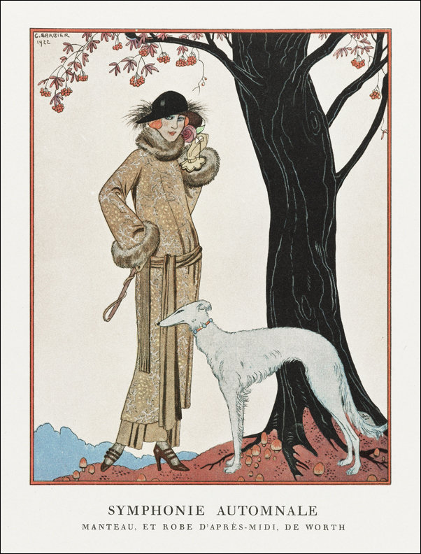 Costumes Parisiens, No. 84: Grande robe du soir from Journal des Dames et des Modes, George Barbier - plakat 29,7x42 cm