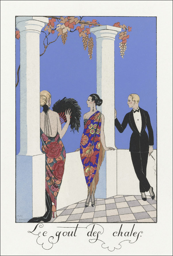 Costumes Parisiens, No. 56: Travestissement d’après Longhi from Journal des Dames et des Modes, George Barbier - plakat 40x50 cm