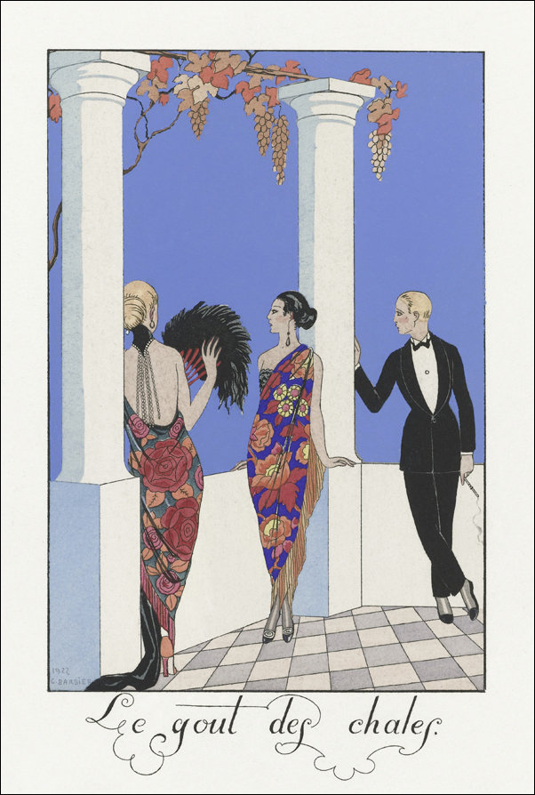 Costumes Parisiens, No. 56: Travestissement d’après Longhi from Journal des Dames et des Modes, George Barbier - plakat 42x59,4 cm