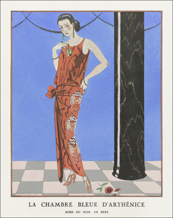 Costumes Parisiens: Grande robe du soir from Journal des Dames et des Modes, George Barbier - plakat 21x29,7 cm