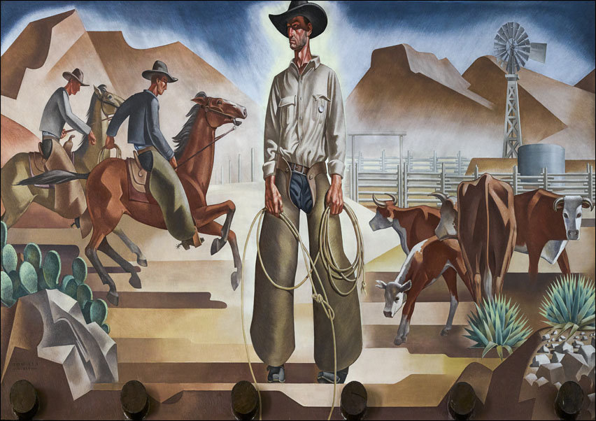 Cowboy mural at Fair Parkin Dallas, Texas, Carol Highsmith - plakat 50x40 cm