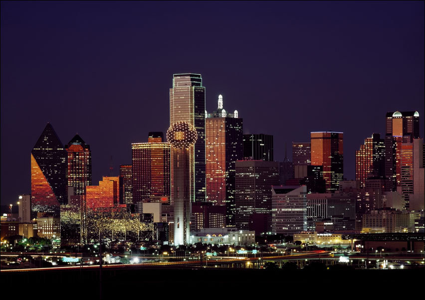 Dusk view of the Dallas, Texas skyline, Carol Highsmith - plakat 70x50 cm