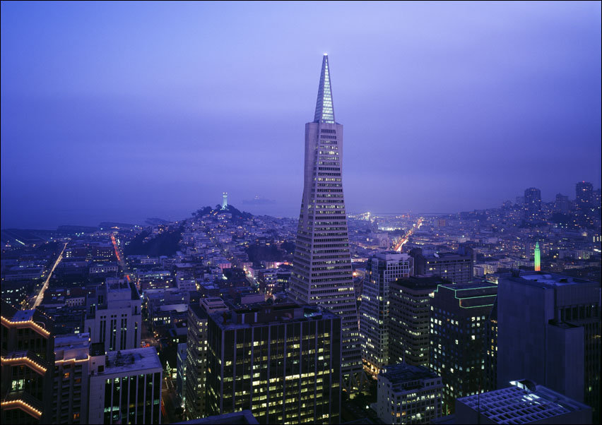 Dusk view of San Francisco, California, Carol Highsmith - plakat 100x70 cm