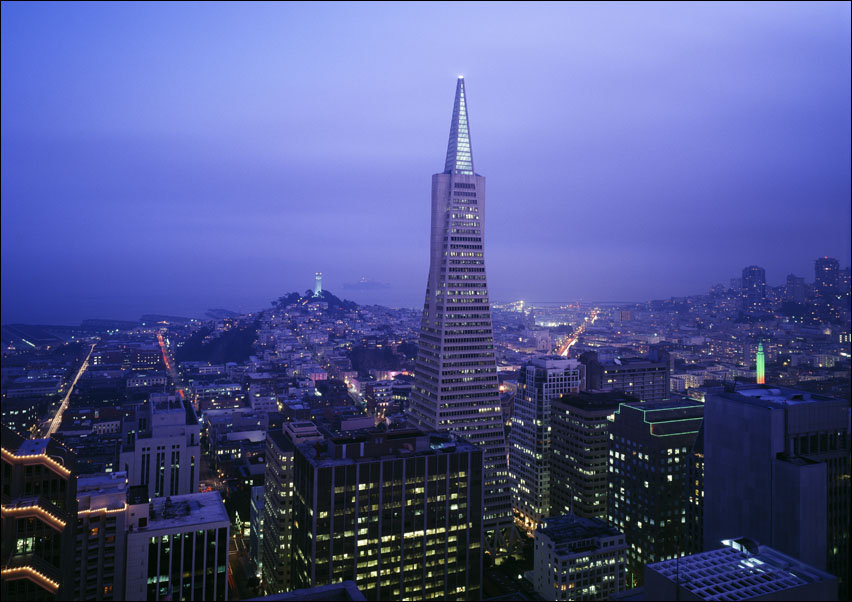 Dusk view of San Francisco, California, Carol Highsmith - plakat 50x40 cm
