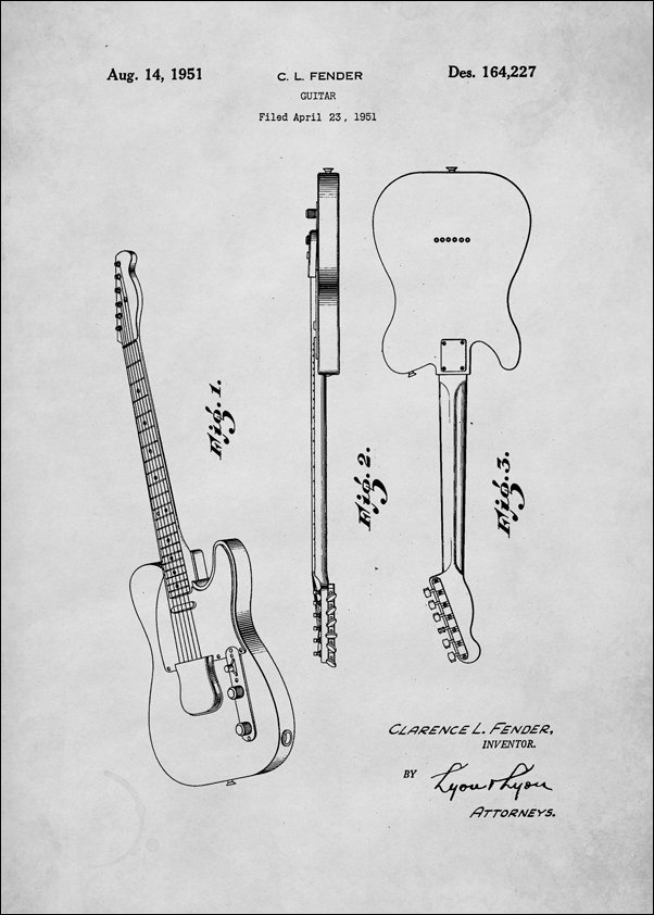 Fender Bialy 1951 - plakat 70x100 cm