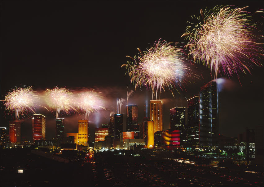 Fireworks over Houston, Texas., Carol Highsmith - plakat 59,4x42 cm