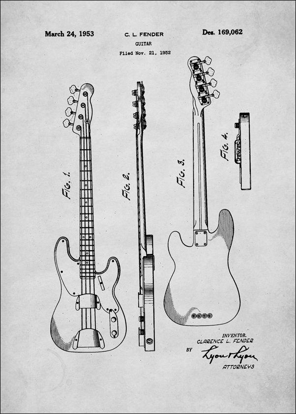Fender Bialy 1952 - plakat 70x100 cm