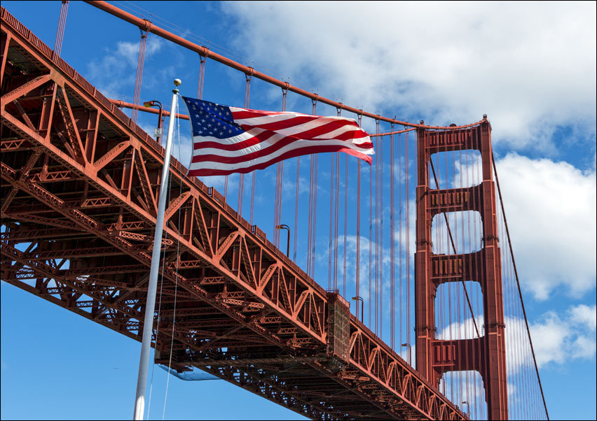 Golden gate bridge, San Fransisco, Carol Highsmith - plakat 100x70 cm