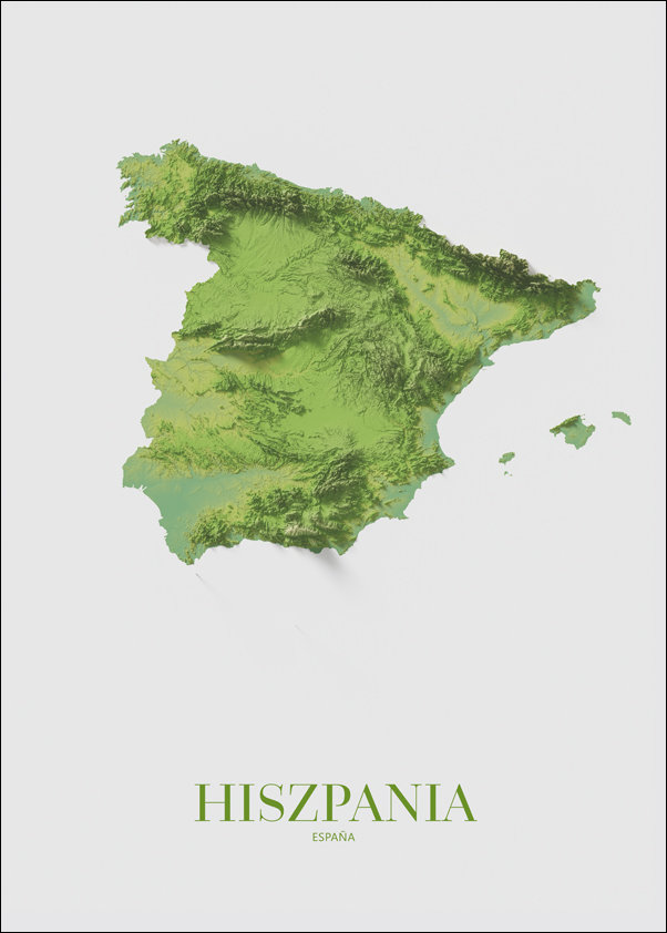 Hiszpania, mapa - plakat 50x70 cm