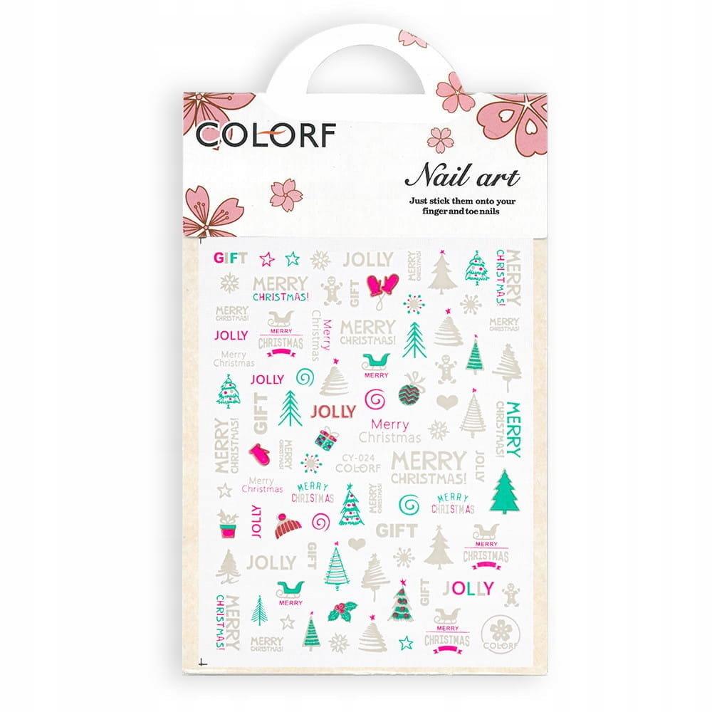 Allepaznokcie Naklejki do paznokci cienkie samoprzylepne świąteczne świecące w UV Colorf CY-024