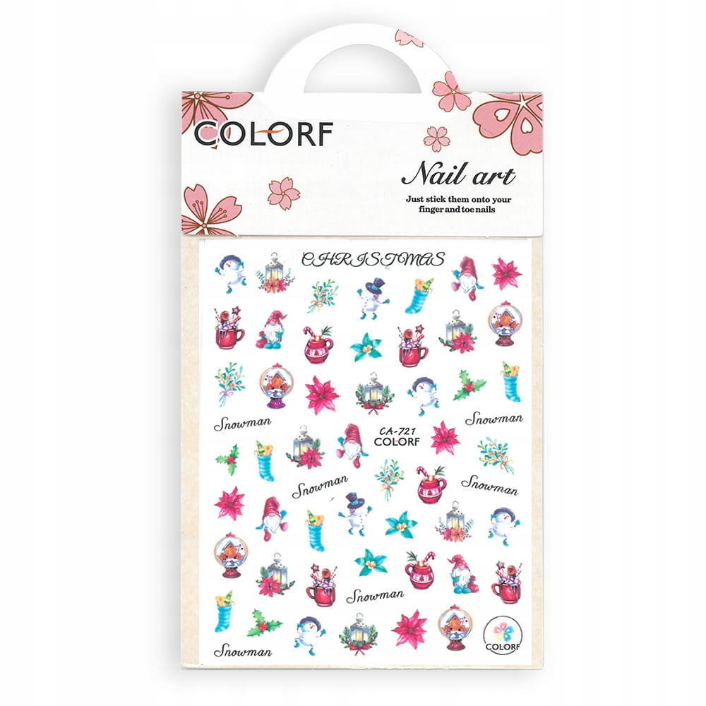 Allepaznokcie Naklejki do paznokci cienkie samoprzylepne świąteczne Colorf CA-721