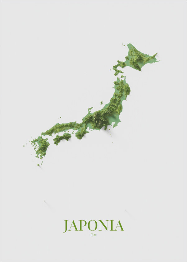 Japonia, mapa - plakat 21x29,7 cm