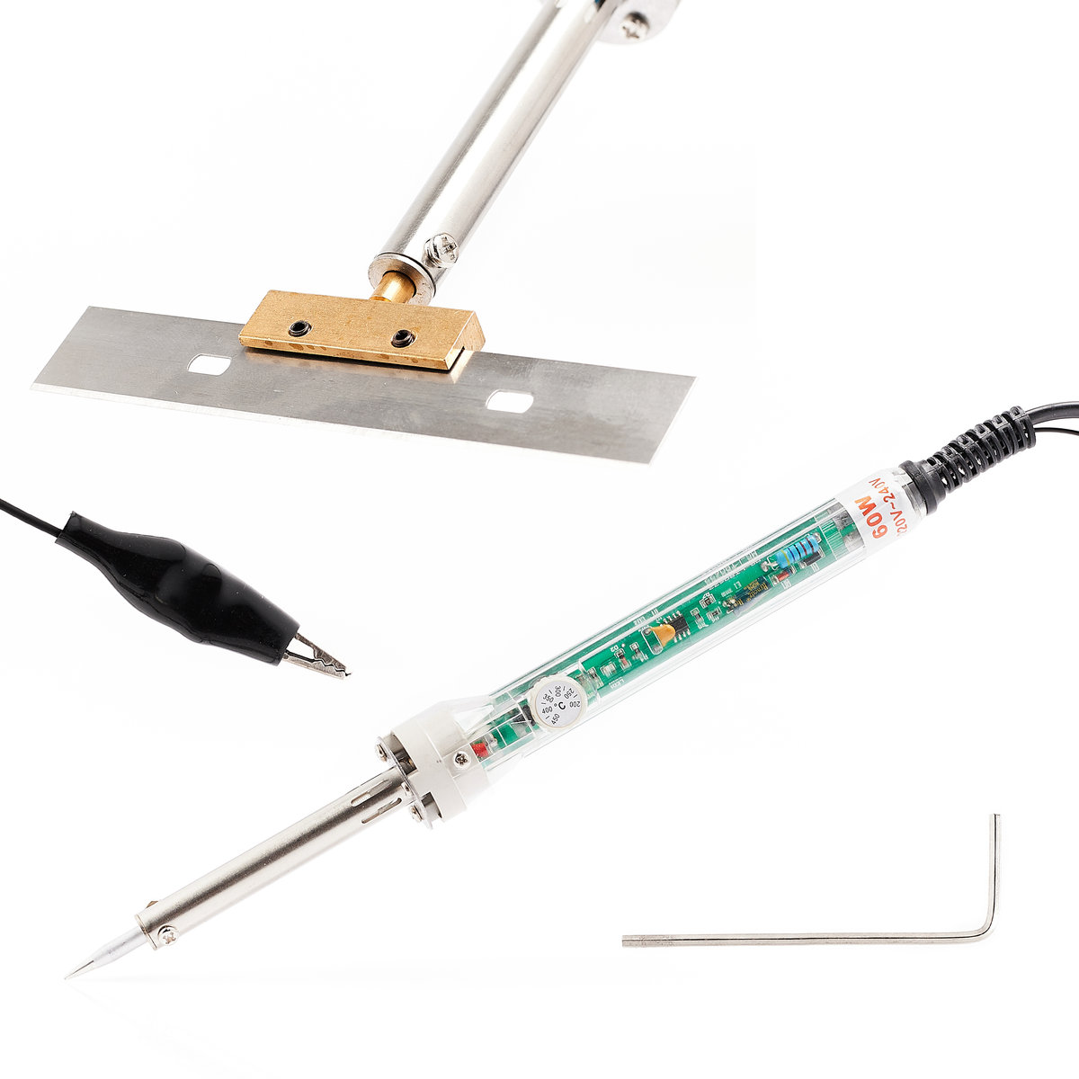 Lutownica 60W typu T z ostrzem do usuwania kleju z wyświetlaczy LCD oraz polaryzatorów
