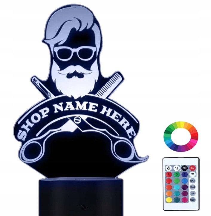 Lampka Nocna 3DLED Salon Fryzjerski Barber Grawer