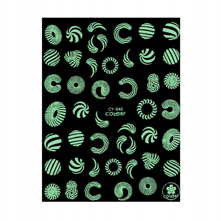 Allepaznokcie Naklejki do paznokci cienkie samoprzylepne świecące w UV Colorf CY-040