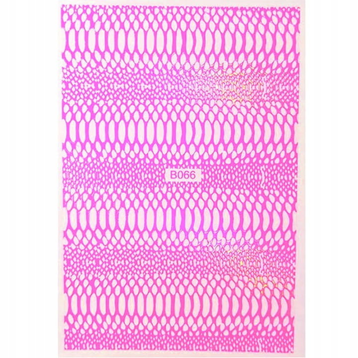 Allepaznokcie Naklejki do paznokci cienkie samoprzylepne opalizujące Snake Skin neon pink