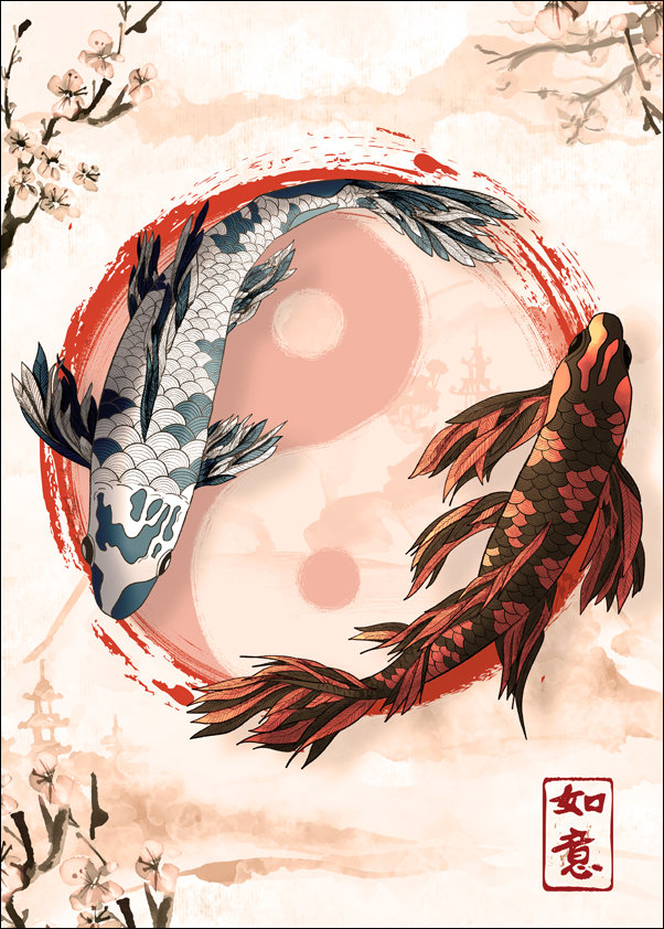Koi Fish - plakat 50x70 cm