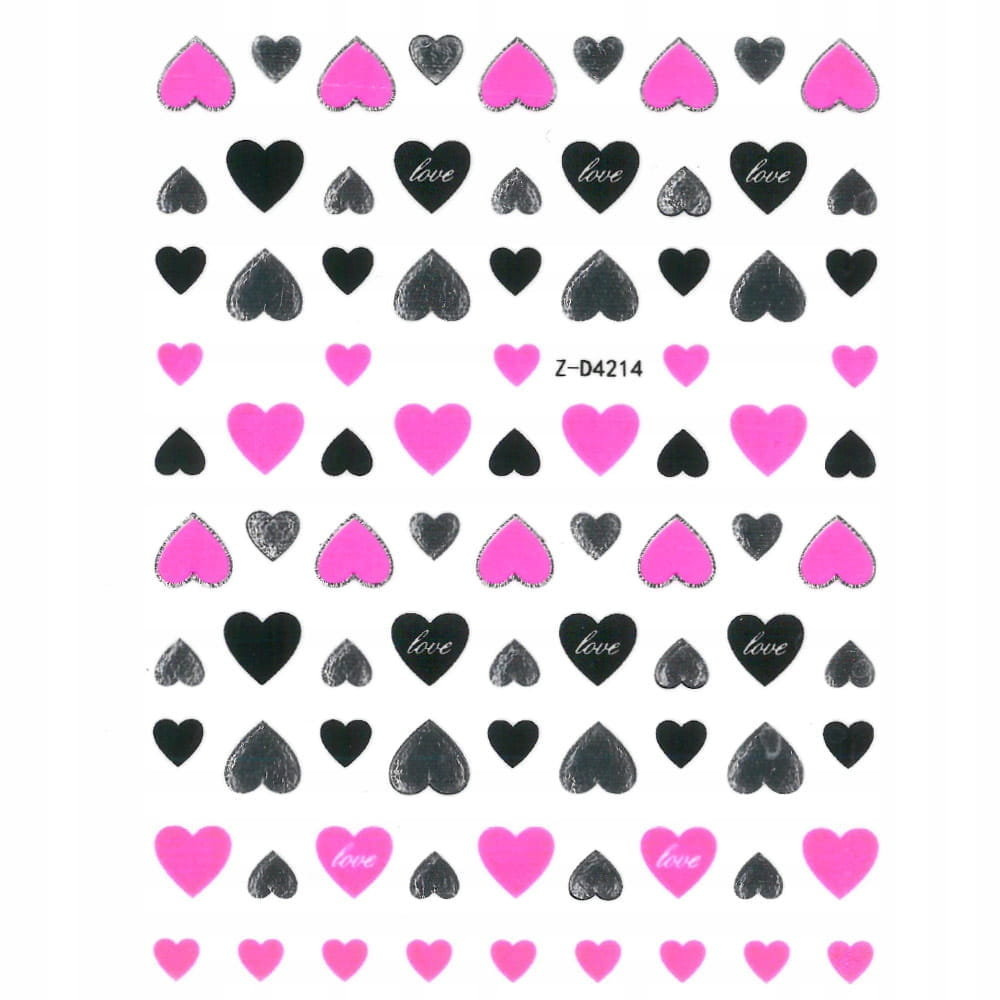 Nail Art Allepaznokcie Naklejki do paznokci cienkie samoprzylepne Sticker neon pink Nr Z-D4214