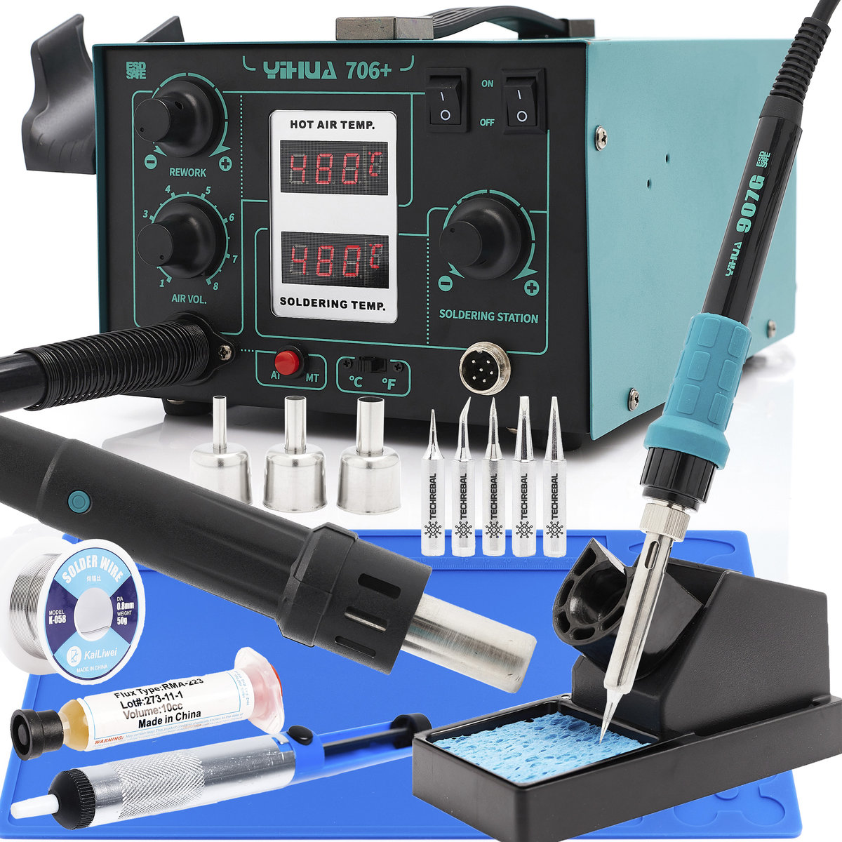 Stacja lutownicza Yihua 706+ 2w1 Hot-Air + KIT-2022-1