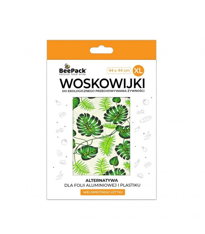 Woskowijka do przechowywania żywności, LIŚĆ MONSTERY, rozmiar XL (44x44cm), BeePack