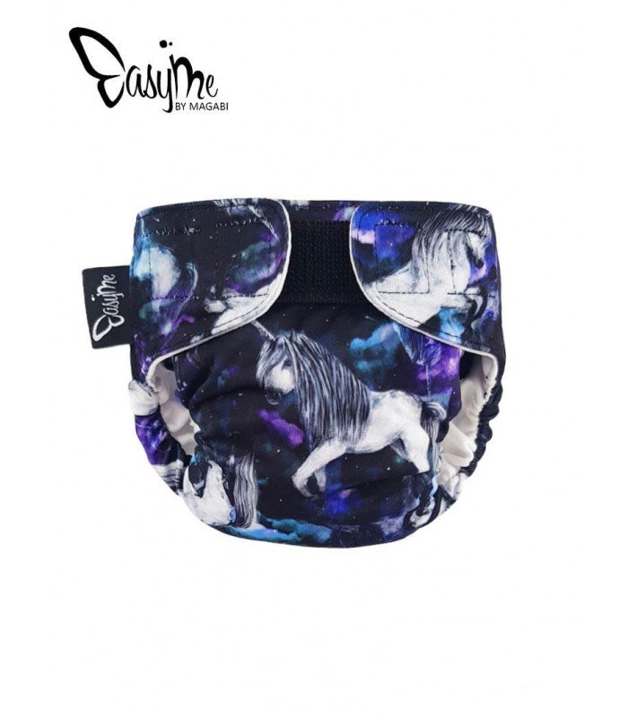 Pieluszka wielorazowa EasyMe, Unicorns Black - PREMIUM, rozmiar 0/1 (2,5-5 kg), Magabi