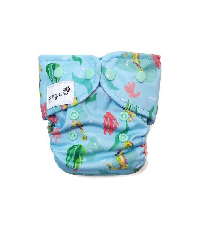 Pieluszka wielorazowa kieszonka, KONIK MORSKI, bawełna, rozmiar Mini One Size 4-11 kg, PUPUS
