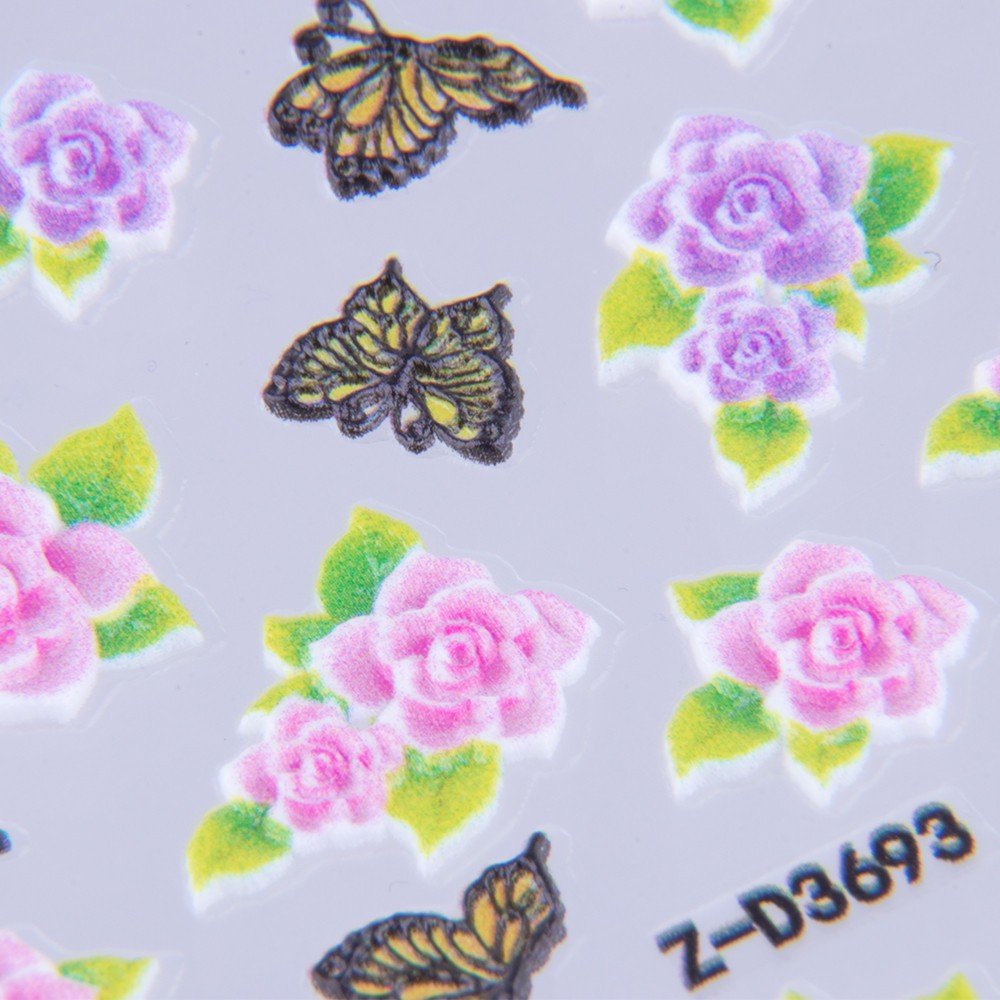 Allepaznokcie Naklejki biżuteryjne 5D samoprzylepne wypukłe akrylowe Nr Z D3693