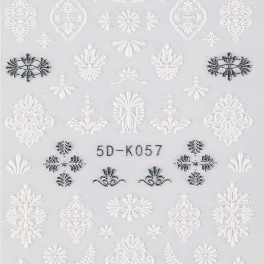 Allepaznokcie Naklejki biżuteryjne 5D samoprzylepne wypukłe akrylowe Nr 5D-K057