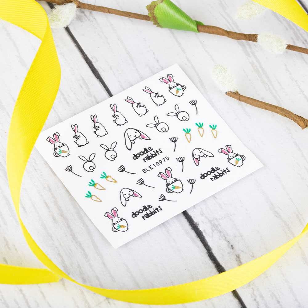 Allepaznokcie Naklejki do paznokci 3D samoprzylepne brokatowe wielkanocne BLE 1097D