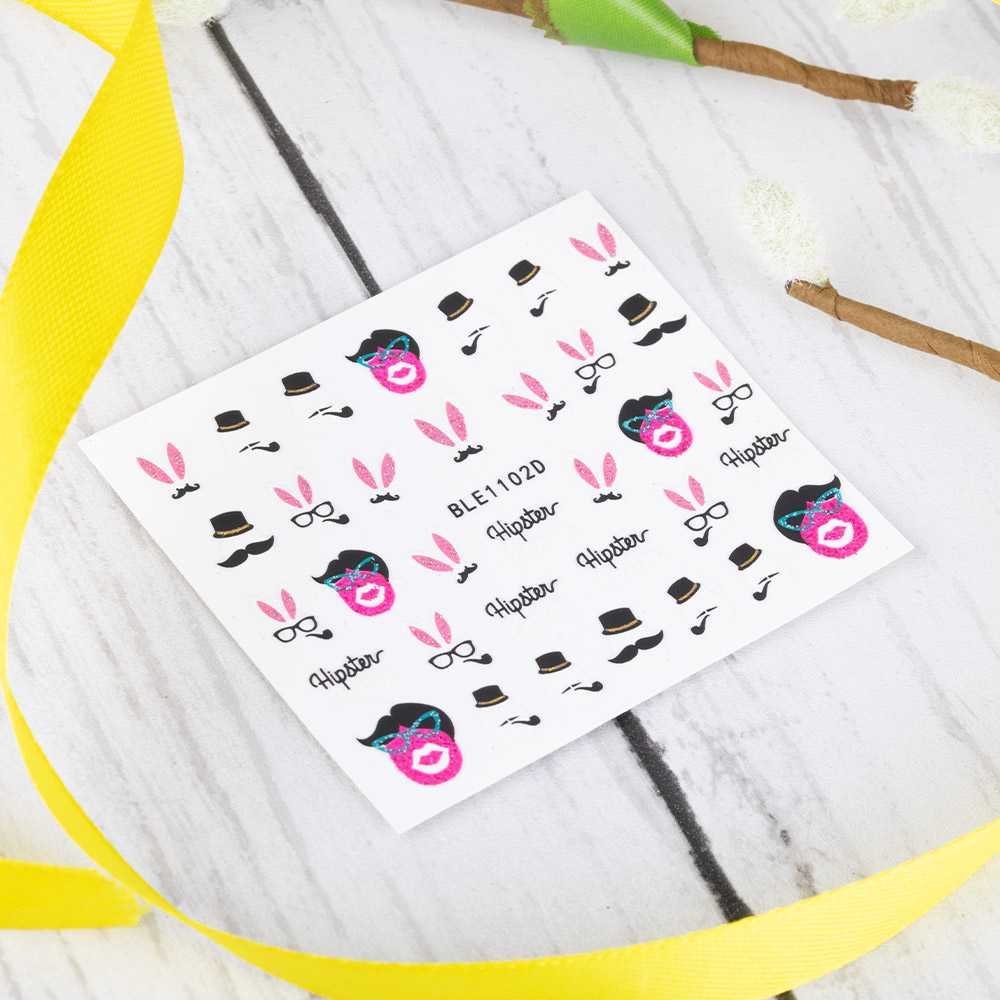 Allepaznokcie Naklejki do paznokci 3D samoprzylepne brokatowe wielkanocne BLE 1102D