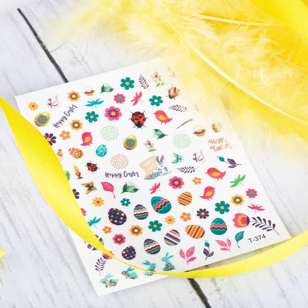 Allepaznokcie Naklejki do paznokci cienkie samoprzylepne wielkanocne Nr T-374