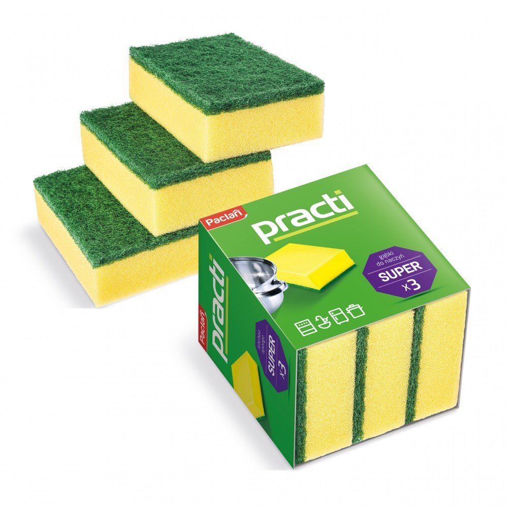 Paclan Gąbki Do Naczyń Zmywaki Kuchenne 3SZT
