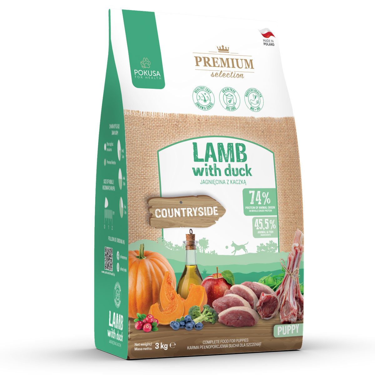 Pokusa  Lamb With Duck / Jagnięcina Z Kaczką Puppy 3Kg Dla Szczeniąt