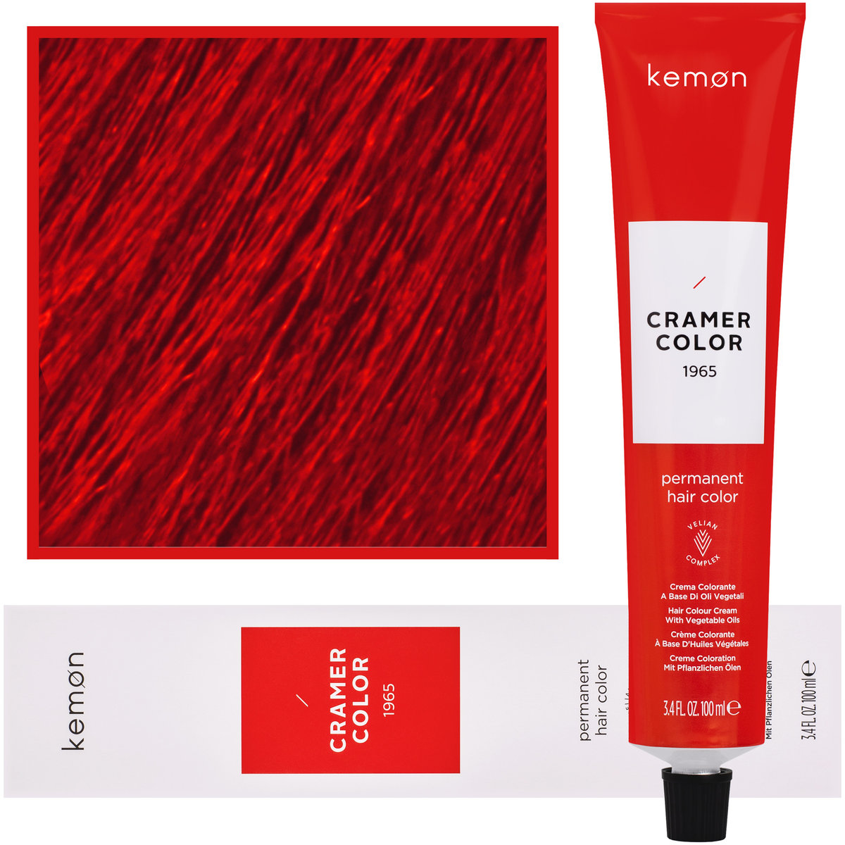 Kemon, Cramer Color 100ml kremowa farba do włosów z olejkami roślinnymi CL.55 Czerwony wzmacniacz