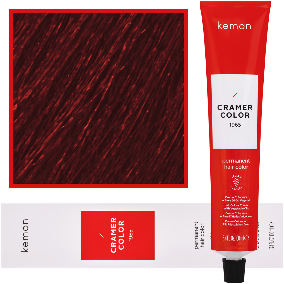 Kemon, Cramer Color 100ml kremowa farba do włosów z olejkami roślinnymi 7,5 Czerwony Blond