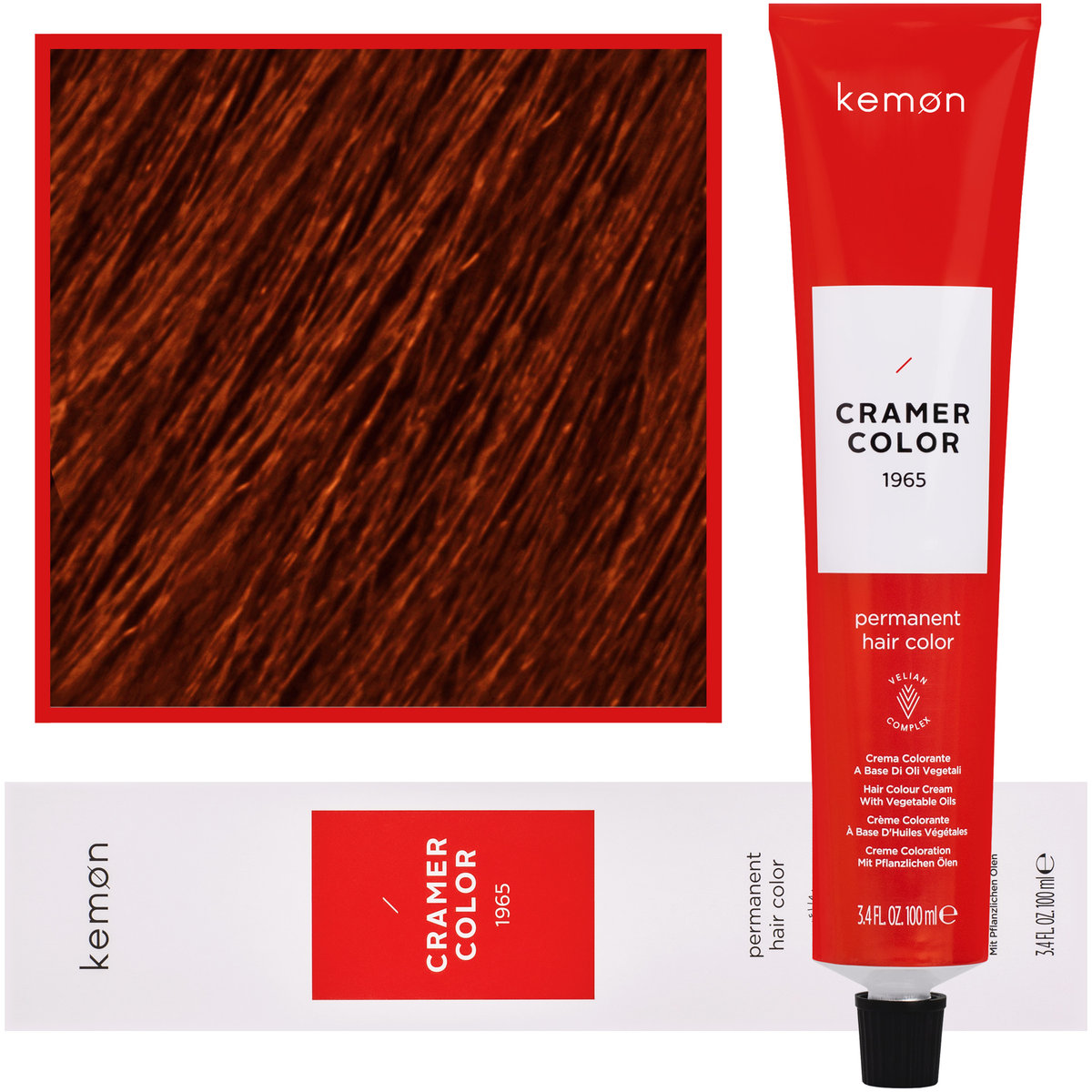 Kemon, Cramer Color 100ml kremowa farba do włosów z olejkami roślinnymi 6,44 Ciemny Głęboki Miedziany Blond