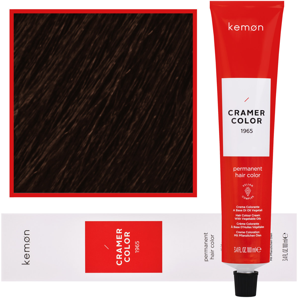 Kemon, Cramer Color 100ml kremowa farba do włosów z olejkami roślinnymi 4,0 Śródziemnomorski Naturalny Brąz
