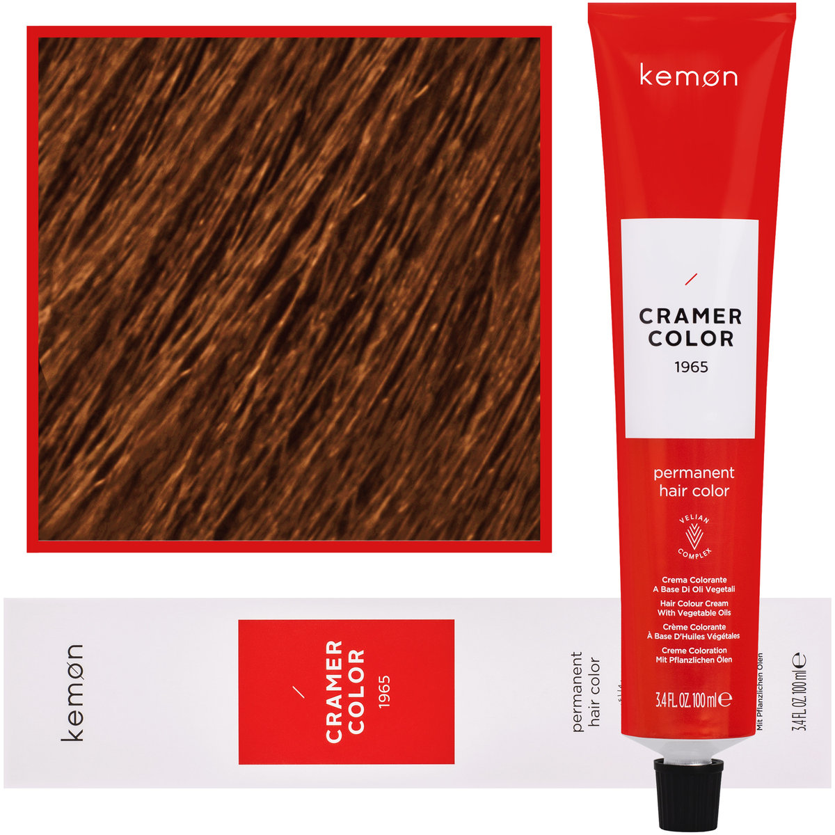 Kemon, Cramer Color 100ml kremowa farba do włosów z olejkami roślinnymi 8,24 Jasny Beżowy Miedziany Blond