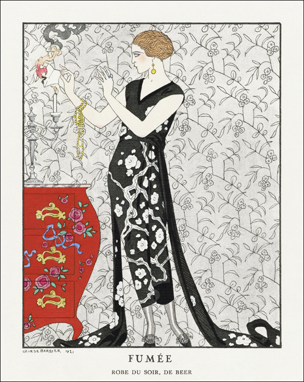 L’Empire du monde: Robe du soir, de Worth from Gazette du Bon Ton., George Barbier - plakat 70x100 cm