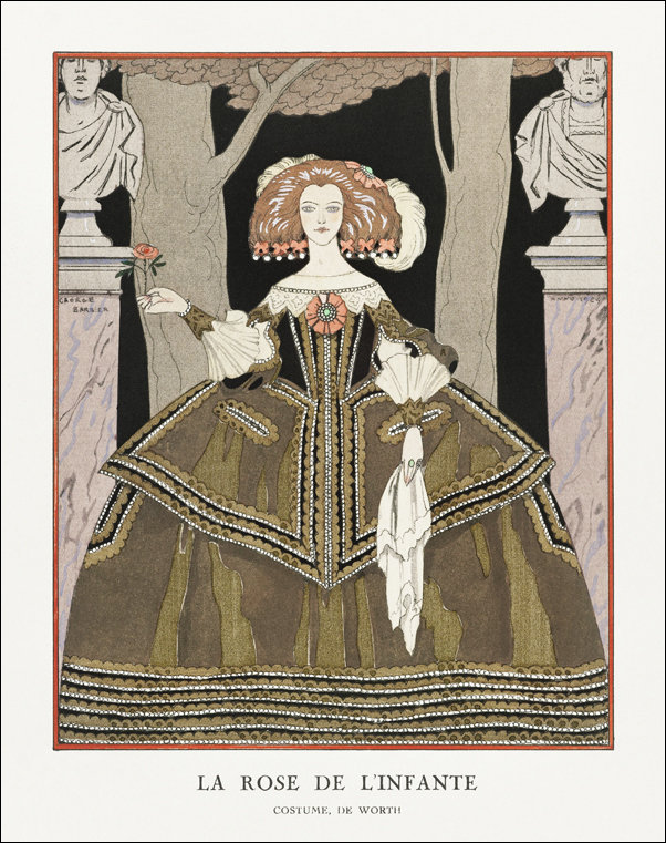 La rose de l’infante: Costume, de Worth from Gazette du Bon Ton., George Barbier - plakat 29,7x42 cm
