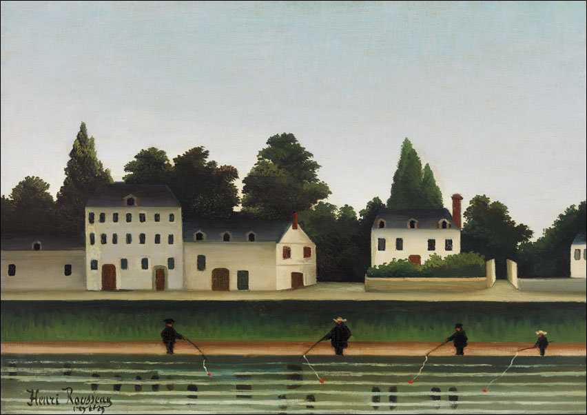 Landscape and Four Fisherman, Henri Rousseau - plakat 100x70 cm