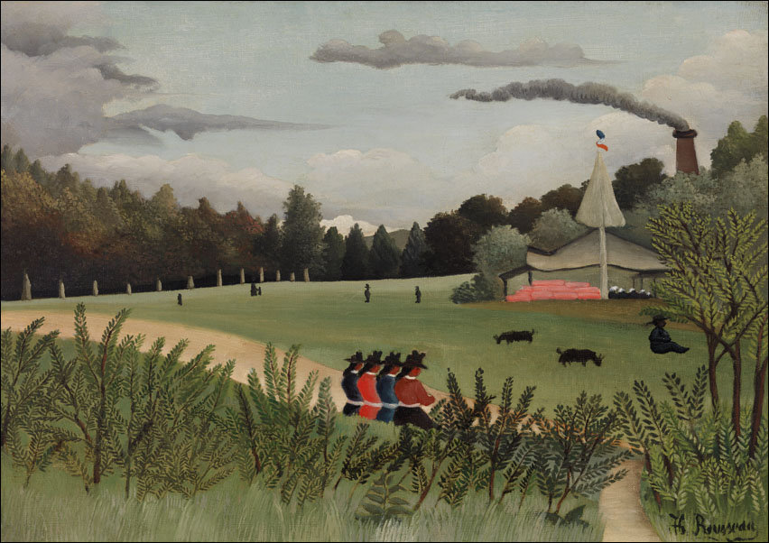 Landscape and Four Young Girls, Henri Rousseau - plakat 80x60 cm