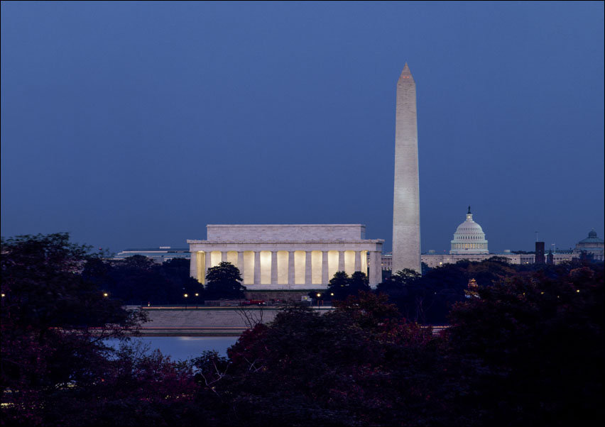 Lincoln Memorial, Washington Monument and the United States Capitol., Carol Highsmith - plakat 29,7x21 cm