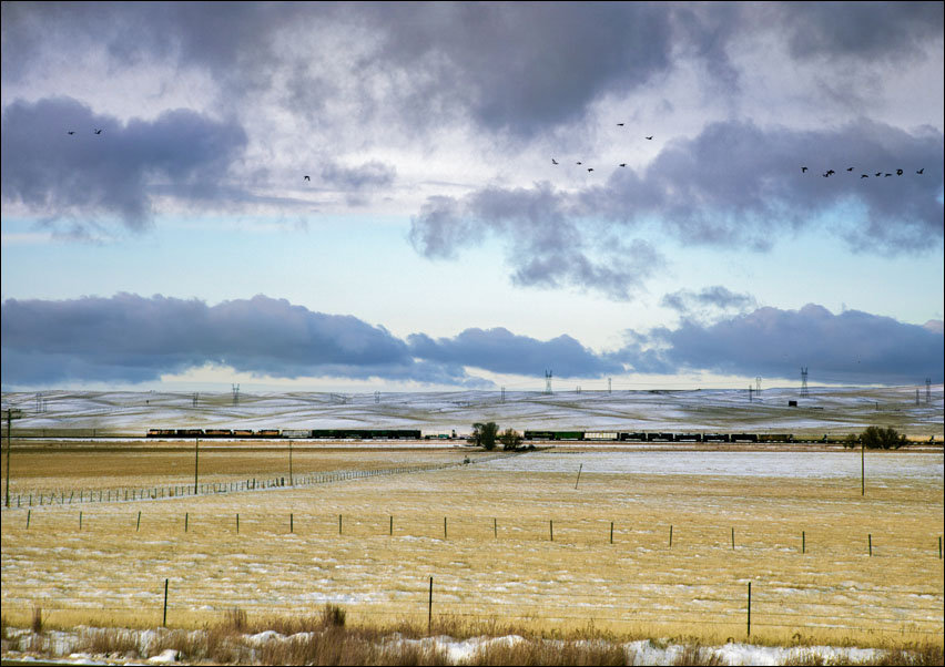 Long train in Southern Michigan, Carol Highsmith - plakat 70x50 cm