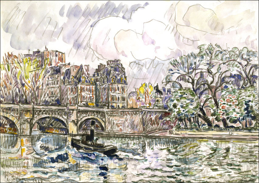Paris: Le Place Dauphine, Paul Signac - plakat 29,7x21 cm
